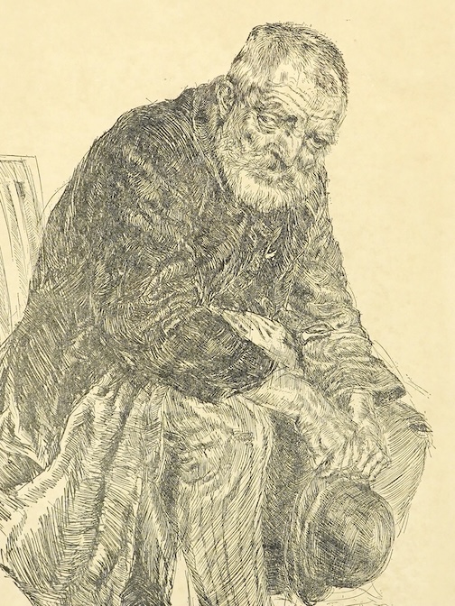 Jacob Epstein (1880-1959), Portrait of Moses Reicherson, signed in pencil, limited edition 92/100, lithograph, 33 x 25cm